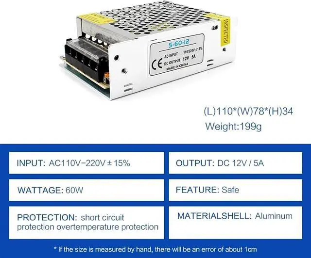 Alt view image 2 of 6 - 220V to 12V Power Supply 5V 24V Fonte 500W 3V 5V 9V 12V 15V 18V 24V 36V 48V Switching Power Supply SMPS(5V,12A)