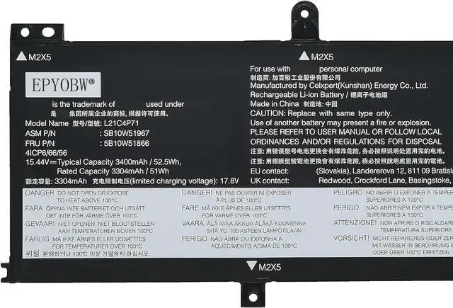 Alt view image 2 of 5 - L21C4P71 Laptop Battery 52.5Wh Compatible with Lenovo ThinkPad T14 Gen 3 / P14s Gen 3 / ThinkPad T14 Gen 4 / P14s Gen 4 Series L21M4P71 L21L4P71 L21D4P71 L21M4P72 L21L3P71 L21M3P71 L21C3P71