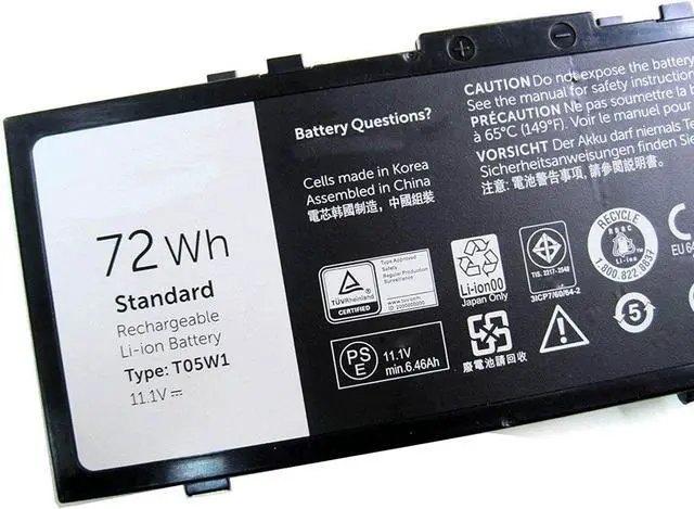 Alt view image 2 of 2 - T05W1 TO5W1 MFKVP 1G9VM M28DH 0FNY7 RDYCT TWCPG 1V0PP Laptop Battery Replacement for Dell Precision 15 7510 7520 17 7710 7720 M7710 Series(11.1V 72Wh)