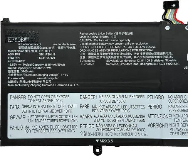 Alt view image 2 of 5 - L21D4PE1 Laptop Battery 59Wh 3815mAh 4-Cell 15.52V Compatible with Lenovo Yoga 6-13ALC7 / Yoga 6-13ABR8 Series L21C4PE2 L21M4PE2