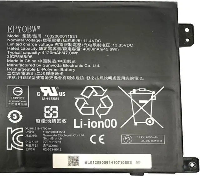Alt view image 2 of 3 - 1002000011531 Laptop Battery 47Wh 4120mAh 11.4V Compatible with ASUS Chromebook C203XA C202XA Series 0B200-01990200 BBLD485595 BL0120900