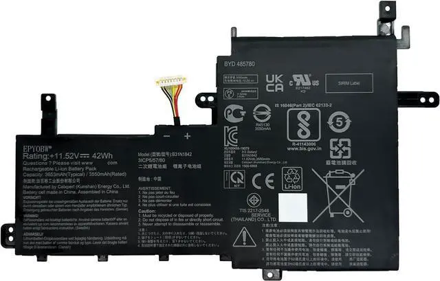 Main image of B31N1842 Laptop Battery 42Wh Compatible with ASUS VIVOBOOK 15 M513 S513EA S513IA X513EA X513EP / VIVOBOOK S15 K531FA K531FL S530FA S531FA S531FL S5500FL V531FA Series 3ICP5/57/80 0B200-03440000