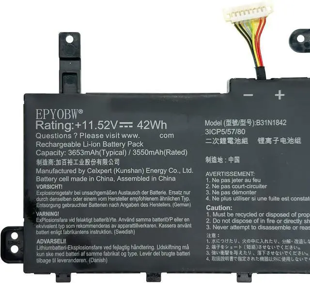 Alt view image 2 of 5 - B31N1842 Laptop Battery 42Wh Compatible with ASUS VIVOBOOK 15 M513 S513EA S513IA X513EA X513EP / VIVOBOOK S15 K531FA K531FL S530FA S531FA S531FL S5500FL V531FA Series 3ICP5/57/80 0B200-03440000