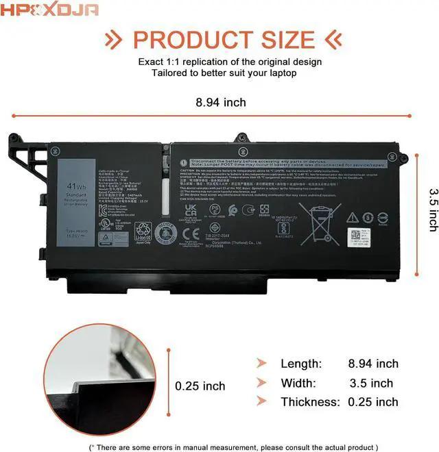 Alt view image 4 of 6 - M69D0 Laptop Battery Replacement for Dell Latitude 5430 5530 7330 7430 7530 Precision 3570 P104F P104F005 P137G P137G004 Series Laptop 07KRV H4PVC 08WRCR 8WRCR 0Y86WG Y86WG 078FWY