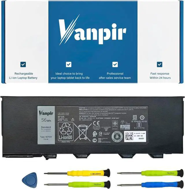 Main image of NJTCH Laptop Battery Replacement for Dell Latitude 12 Rugged Extreme 7214 7204 Series Notebook 3NVTG VD0FX 8G8GJ 03NVTG 451-BBJJ 7.4V 56Wh 7189mAh