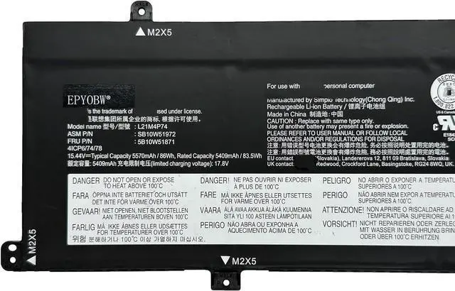 Alt view image 3 of 6 - L21M4P74 Laptop Battery 86Wh 5570mAh 15.48V Compatible with Lenovo ThinkPad P16s Gen 1 Gen 2 T16 Gen 1 Gen 2 Series L21D4P72 L21D4P73 L21C4P72 L21L4P72 L21M4P73