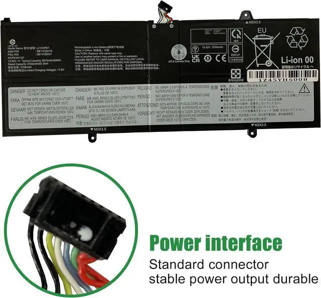 Alt view image 3 of 6 - L21D4PE1 SB11F29418 5B11F29421 Laptop Battery Replacement for Lenovo IdeaPad Yoga 6 13ALC7 13ABR8 Series 5B11N47462 L21C4PE2 SB11F29412 L21M4PE2 15.52V 59Wh
