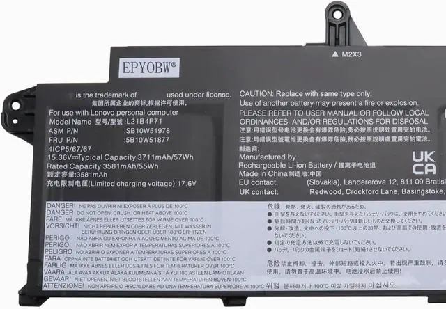 Alt view image 2 of 5 - L21B4P71 L21M4P75 Laptop Battery 57Wh 3711mAh 4-Cell 15.36V Compatible with Lenovo ThinkPad T14s Gen 3 / ThinkPad T14s Gen 4 Series L21D4P74 L21L4P73
