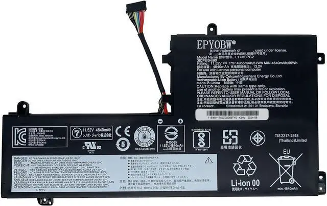 Main image of L17M3PG2 Laptop Battery 57Wh 4955mAh 11.52V Compatible with Lenovo Legion Y7000-2019 Y545 Y540-15IRH Y530-15ICH-1060 Series L17C3PG2 5B10T31045 5B10W69457 5B10W67279 5B10Q88559