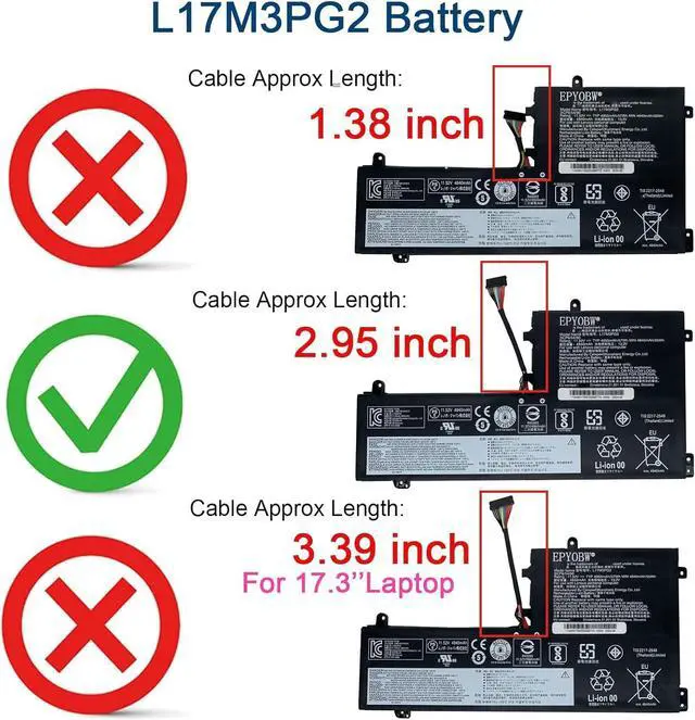 Alt view image 2 of 6 - L17M3PG2 Laptop Battery 57Wh 4955mAh 11.52V Compatible with Lenovo Legion Y7000-2019 Y545 Y540-15IRH Y530-15ICH-1060 Series L17C3PG2 5B10T31045 5B10W69457 5B10W67279 5B10Q88559