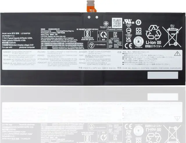 Main image of L21M4PG0 L21D4PG0 L21L4PG0 L21C4PG0 Laptop Battery Compatible with Lenovo IdeaPad Duet 5 Chromebook 13Q7C6 Series SB11D64647 SB11D64648 5B11D64649 5B11D64650 7.72V 42Wh 5470mAh
