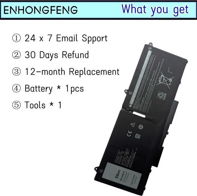Alt view image 7 of 7 - 07KRV Replacement Laptop Battery for Dell Latitude 5430 5530 Precision 3570 P104F P104F005 P137G P137G004 Series H4PVC 0H4PVC Y86WG 0Y86WG 08WRCR 078FWY 4FVJG O7KRV