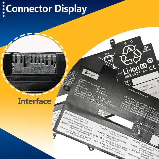 Alt view image 3 of 7 - L20C4P71 57Wh Battery Replacement for Lenovo ThinkPad Yoga X1 6th 7th 8th Gen Series ThinkPad Carbon X1 11th 10th 9th Gen Series L20M4P71 L20L4P71 L20D4P71 15.44V 3695
