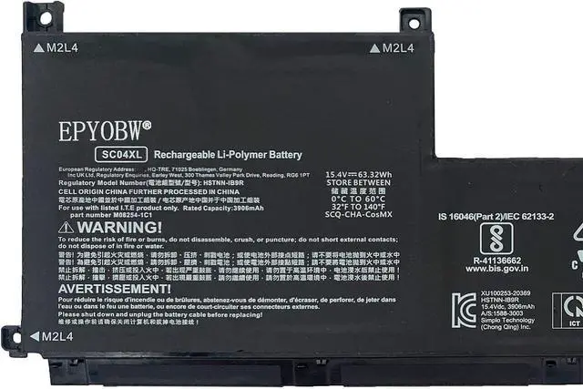 Alt view image 2 of 5 - SC04XL Battery 63.32Wh Compatible with HP Envy 14-EB 14-EB0376NG 14-EB0010NR 14-EB0775NG Series Laptop HSTNN-IB9R M07392-005 M08254-1C1 L777034-005 SC04063XL 3906mAh 15.2V