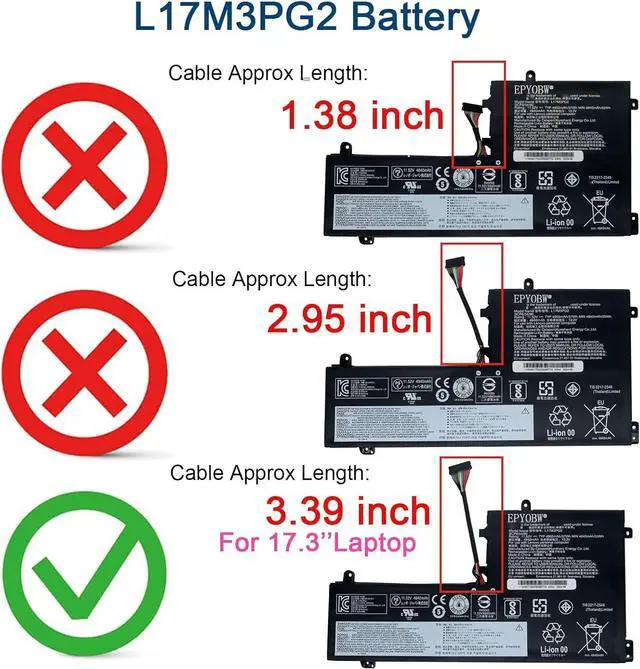 Alt view image 2 of 6 - L17M3PG2 Laptop Battery 57Wh 4955mAh 11.52V Compatible with Lenovo Legion Y540-17IRH Series 5B10T30214 5B10W69460 SB10W69453 L17C3PG2 5B10W69467 3ICP6/54/90 5B10T30217