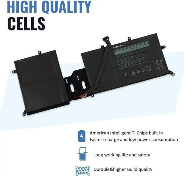 Alt view image 2 of 5 - Y9M6F Laptop Battery for Dell Alienware M15 R2 P87F Alienware M17 R2 P41E Series Replacement Battery for 0Y9M6F 8K84V 08K84V 11.4V/76WH