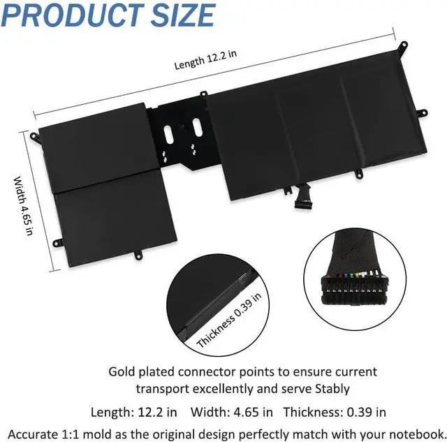 Alt view image 3 of 5 - Y9M6F Laptop Battery for Dell Alienware M15 R2 P87F Alienware M17 R2 P41E Series Replacement Battery for 0Y9M6F 8K84V 08K84V 11.4V/76WH