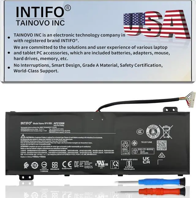 Main image of 57.48Wh AP21D8M Laptop Battery Compatible with Acer Nitro 5 AN515-46 AN515-47 AN515-58-56CL AN515-58-766R AN515-58-72QR AN515-58-75NM Nitro V 15 ANV15-51 16 AN16-51-74BV [15.4V 3733mAh 4-Cell]