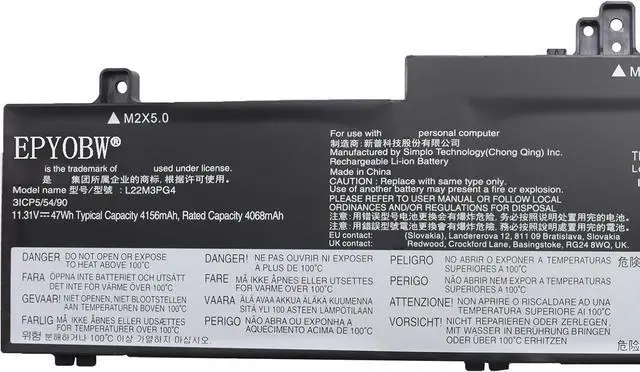 Alt view image 2 of 5 - L22M3PG4 Laptop Battery 47Wh 4156mAh 11.31V Compatible with Lenovo ThinkPad E14 Gen 5 E16 Gen 1 Series L22X3PG4 5B11N45961 5B11K63024 L22B3PG4 SB11N46023 5B11N45978 L22D3PG4SD 5B11K63020