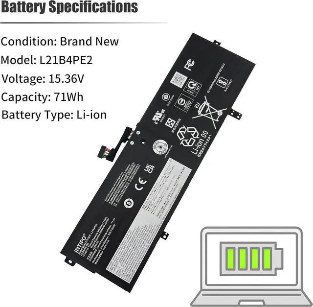 Alt view image 3 of 7 - 71Wh L21B4PE2 Laptop Battery Compatible with Lenovo IdeaPad Yoga 7-16IAP7 7-14IAL7 7-14ARB7 Series L21L4PE0 L21M4PE3 5B11F38379 5B11F38372 5B11F38367 5B11N51726 5B11N51740 5B11N51762