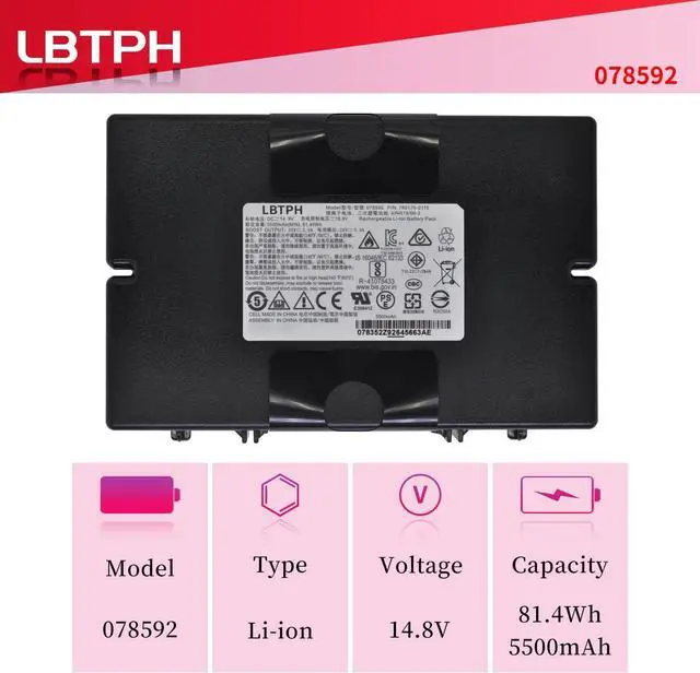 Alt view image 2 of 7 - 078592 789175 4INR19/66-2 Battery Replacement for Bose S1 Pro Multi-Position Pa Speaker 789175-0110 14.8V 5500mAh 81.40Wh