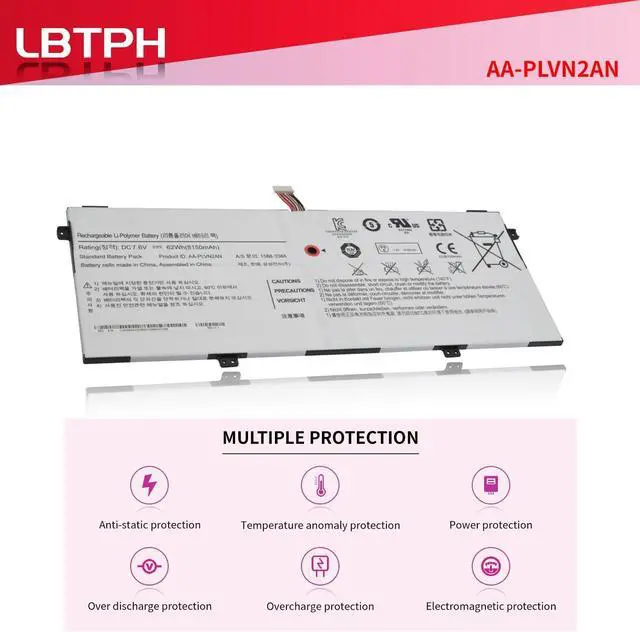 Alt view image 5 of 7 - AA-PLVN2AN Compatible Laptop Battery Replacement for Samsung ATIV Book 9 Edition 2014 930X5J NP930X5J 15.6" 930X5J-K01 NP930X5J-K02DE Series 7.6V 8150mAh/62Wh