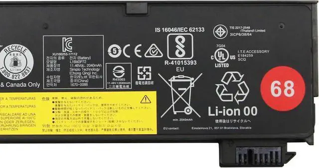 Alt view image 3 of 5 - L16M3P72 Laptop Battery 24Wh 2095mAh 11.46V Compatible with Lenovo ThinkPad X240 X250 T440 T450 L450 L460 W550 P50s A275 Series SB10K97603 01AV460 45N1126 45N1127 45N1775 45N1124 45N1125 68 68+