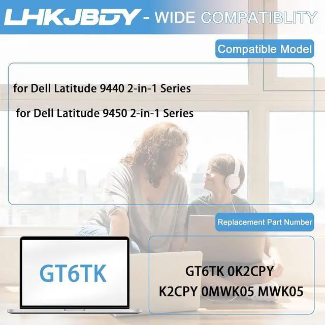 Alt view image 4 of 7 - GT6TK Laptop Battery Compatible with Dell Latitude 9440 9450 2-in-1 Series 0MWK05 MWK05 K2CPY 0K2CPY 60Wh 5065mAh 11.55V