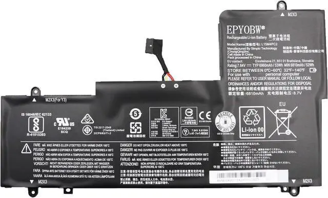 Main image of L15M4PC2 Laptop Battery 53Wh 6960mAh 7.64V Compatible with Lenovo IdeaPad Yoga 710 14" 710-14IKB 710-14ISK 15.6" 710-15IKB 710-15ISK Series 5B10K90778 L15L4PC2 5B10K90802