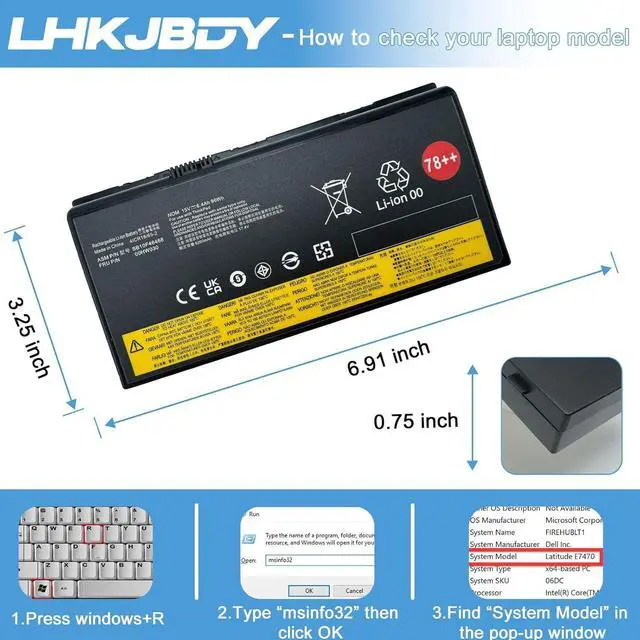 Alt view image 6 of 7 - 78+ 78++ 00HW030 SB10F46468 Laptop Battery Compatible with Lenovo ThinkPad P71 20HK ThinkPad P70 20ER 20ES Series Notebook 01AV451 5B10W13950 4X50K14092 15V 96Wh 6400mAh