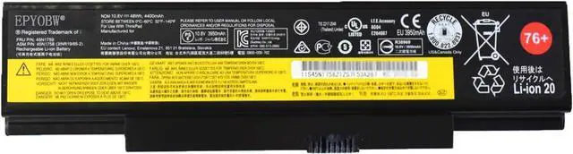 Main image of 45N1758 Laptop Battery 48Wh 4400mAh 10.8V Compatible with Lenovo ThinkPad E550 E555 Series 45N1759 45N1760 45N1761 45N1762 45N1763 76+