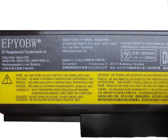 Alt view image 2 of 5 - 45N1758 Laptop Battery 48Wh 4400mAh 10.8V Compatible with Lenovo ThinkPad E550 E555 Series 45N1759 45N1760 45N1761 45N1762 45N1763 76+