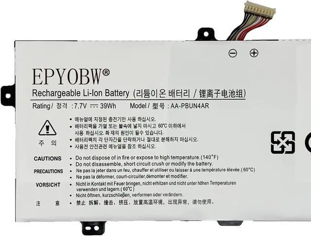 Alt view image 2 of 5 - AA-PBUN4AR Laptop Battery 39Wh 5120mAh 7.7V Compatible with Samsung Notebook 9 Spin 900X5L 940X3L NP900X5L NP940X3L NT900X5P NT900X5W NT900X5H NT900X5L NT900X5M NT901X5L Series BA43-00375A