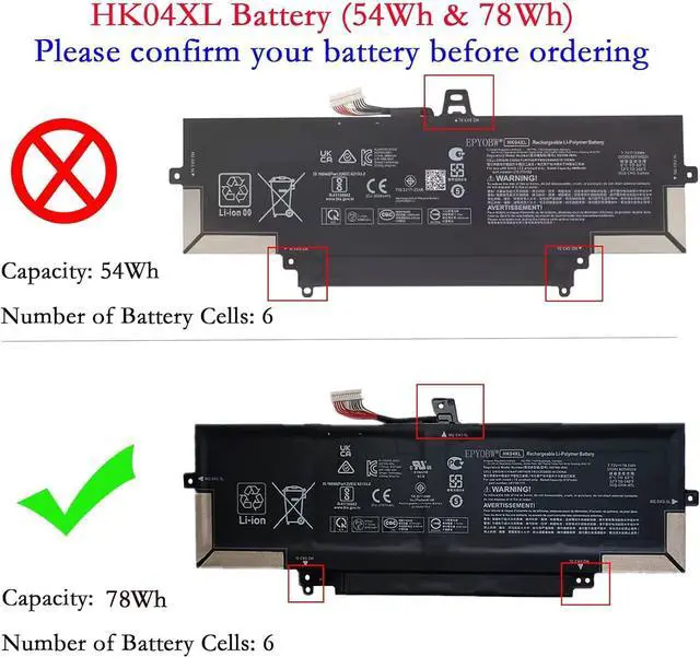 Alt view image 2 of 6 - HK04XL Laptop Battery 78Wh 9767mAh 7.72V Compatible withr HP EliteBook x360 1030 G7 1030 G8 1040 G7 1040 G8 Series L84352-005 L82391-005 HSTNN-IB9H HSTNN-IB9J L83796-171 HKO4XL