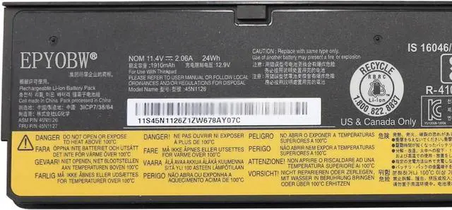 Alt view image 2 of 5 - 45N1126 Laptop Battery 24Wh 2060mAh 11.4V Compatible with Lenovo ThinkPad X240 X250 T440 T450 L450 L460 W550 P50s A275 Series 45N1127 L16M3P72 SB10K97603 01AV460 45N1775 45N1124 68 68+