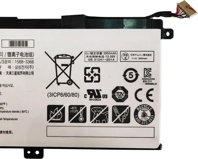 Alt view image 3 of 5 - AA-PBUN3QB Laptop Battery 45Wh 3950mAh 11.4V Compatible with Samsung NP530E5M 7 Spin NP740U3L-L02US NP740U5L NP740U3L Odyssey NP800G5M 810G5M NT500R5L Series AA-PBUN3AB 1588-3366