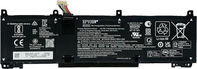 Alt view image 2 of 7 - RH03XL Laptop Battery 51.3Wh 4249mAh 11.58V Compatible with HP ProBook 445 G8 455 G8 650 G8 430 G9 440 G9 445 G9 430 G10 440 G10 Series RH03XL RHO3XL RH03045XL HSTNN-DB0B HSTNN-IB9P