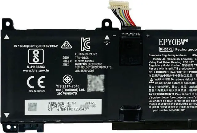 Alt view image 4 of 7 - RH03XL Laptop Battery 51.3Wh 4249mAh 11.58V Compatible with HP ProBook 445 G8 455 G8 650 G8 430 G9 440 G9 445 G9 430 G10 440 G10 Series RH03XL RHO3XL RH03045XL HSTNN-DB0B HSTNN-IB9P