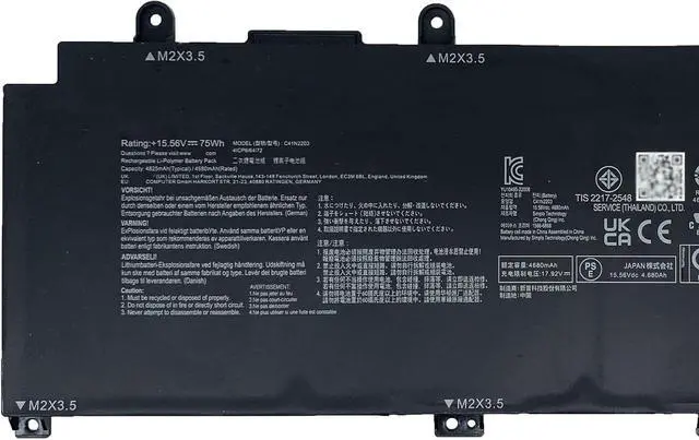 Alt view image 2 of 5 - C41N2203 Laptop Battery 75Wh Compatible with ASUS ROG Flow X13 GV302NA GV302NF GV302NI GV302NJ GV302NU GV302NV GV302XA GV302XI GV302XU GV302XV Series 0B200-04290000 4ICP6/64/72