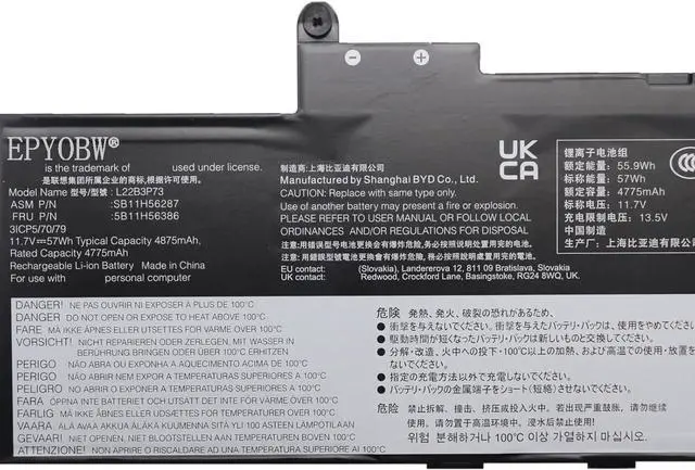 Alt view image 3 of 5 - L22B3P73 Laptop Battery 57Wh 3-Cell Compatible with Lenovo ThinkPad X1 Carbon 12th Gen/ThinkPad X1 2-in-1 Gen 9 Series L22C3P76 L22D3P77 L22M3P77
