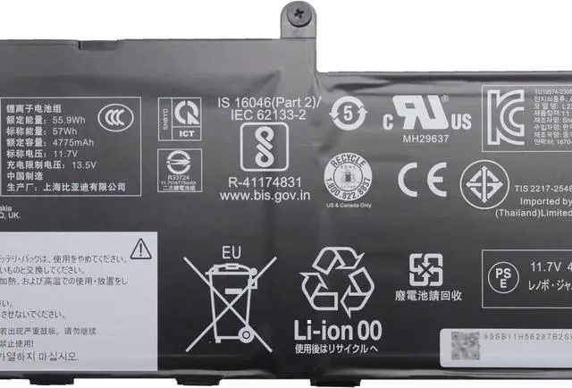 Alt view image 4 of 5 - L22B3P73 Laptop Battery 57Wh 3-Cell Compatible with Lenovo ThinkPad X1 Carbon 12th Gen/ThinkPad X1 2-in-1 Gen 9 Series L22C3P76 L22D3P77 L22M3P77