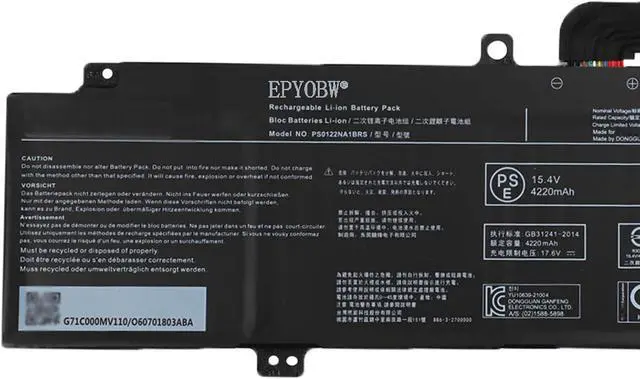 Alt view image 2 of 5 - PS0122NA1BRS Laptop Battery 65Wh 4220mAh 15.4V Compatible with Toshiba Dynabook X40L-K Laptop Series P50122NA1BRS