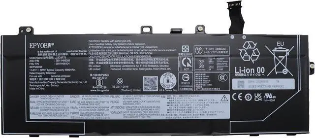 Main image of L23D3P75 Laptop Battery 58Wh 4998mAh 3-Cell 11.61V Compatible with Lenovo ThinkPad T14s Gen 6 Series SB11H56305 5B11H56404 L23M3P74 SB11H56304 5B11H56403