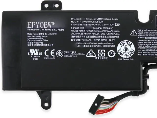Alt view image 2 of 4 - L14M6P21 Laptop Battery 90Wh 8100mAh 11.1V Compatible with Lenovo Legion Y910-17ISK Y900-17ISK Y920-17IKB Series 5B10N00788 5B10N00789 5B10H35530 5B10H35531