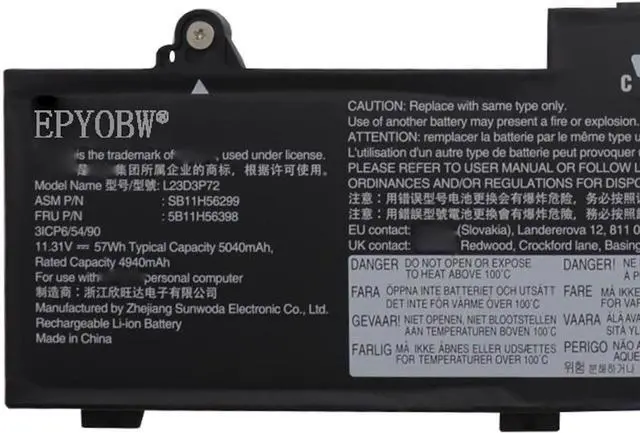 Alt view image 2 of 5 - L23D3P72 Laptop Battery 57Wh 5040mAh 11.31V Compatible with Lenovo ThinkPad L14 Gen 5 21L1 21L2 21L5 21L6 / ThinkPad L16 Gen 1 21L3 21L4 21L7 21L8 Series L23M3P71 SB11H56297 5B11H56396