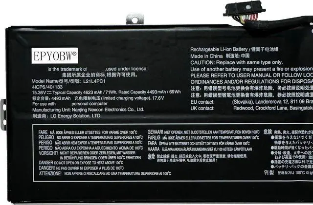 Alt view image 2 of 5 - L21L4PC1 Laptop Battery 71Wh 4623mAh 4-Cell 15.36V Compatible with Lenovo IdeaPad Gaming 3-16IAH7 82SA / 3-16ARH7 82SC 2022 Series Notebook L21M4PC4 SB11F36368 5B11F36373 SB11F36374 5B11F36376