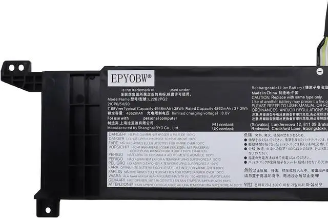 Alt view image 3 of 5 - L22B2PG2 Laptop Battery 38Wh 4948mAh 2-Cell 7.68V Compatible with Lenovo V14 G4 AMN / V15 G4 AMN / V15 G4 IAN Series L22D2PG2 L22M2PG2