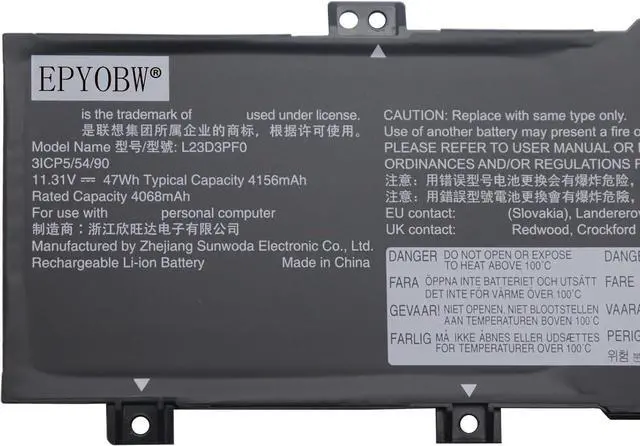 Alt view image 2 of 3 - L23D3PF0 Laptop Battery 47Wh Compatible with Lenovo V14 G4 AMN / V15 G4 AMN IAN/IdeaPad Slim 3-15IRU9 3-14ABR8 3-15ABR8 3-16ABR8 Series L22M3PF2 L22X3PF2 L22C3PF2 L22B3PF2 L22D3PF2