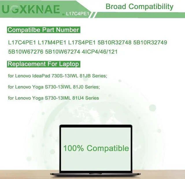 Alt view image 5 of 7 - L17C4PE1 Laptop Battery Replacement for Lenovo IdeaPad 730S-13IWL 81JB Yoga S730-13IWL 81J0/Yoga S730-13IML 81U4 Series L17M4PE1 L17S4PE1 5B10R32748 5B10R32749 5B10W67276 5B10W67274