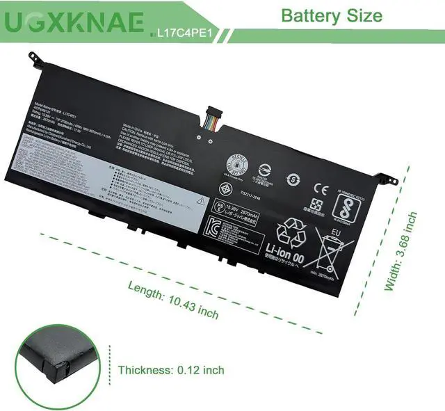 Alt view image 7 of 7 - L17C4PE1 Laptop Battery Replacement for Lenovo IdeaPad 730S-13IWL 81JB Yoga S730-13IWL 81J0/Yoga S730-13IML 81U4 Series L17M4PE1 L17S4PE1 5B10R32748 5B10R32749 5B10W67276 5B10W67274